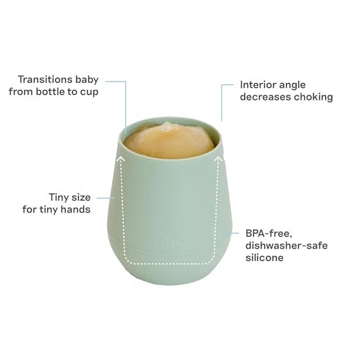 ezpz Tiny Cup (Sage) - 4 months+ - 100% Silicone Training Cup for Infants - Designed by a Pediatric Feeding Specialist - Baby-Led Weaning Essentials & Baby Gifts - Image 3