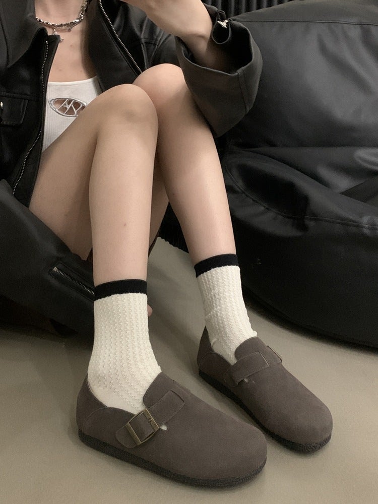 Sanxi'S Same Autumn Genuine Leather All-Inclusive Birkenstock Shoes Thick-Soled Fishing Birkenstock Shoes Slip-On Leather Shoes - Image 4