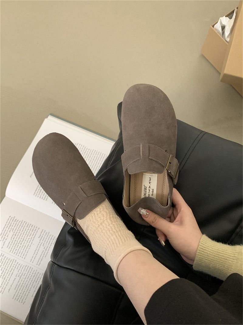 Sanxi'S Same Autumn Genuine Leather All-Inclusive Birkenstock Shoes Thick-Soled Fishing Birkenstock Shoes Slip-On Leather Shoes - Image 1