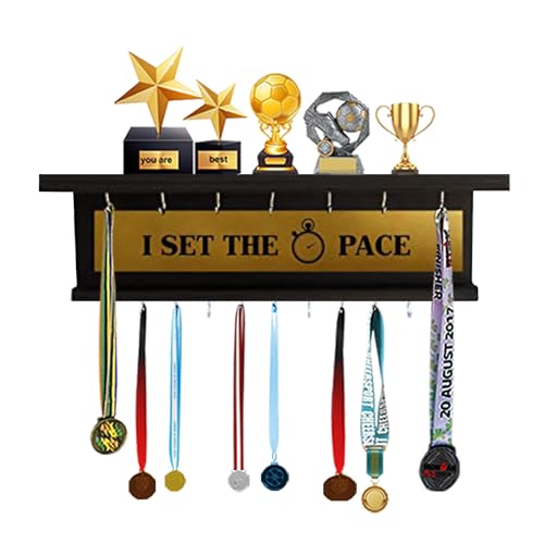 Odestar, Display Medal Hanger, Premier Award Medal Display Rack and Trophy Shelf Large (Size 48 x 15 x 15 Centimeters) Wenge - Image 1