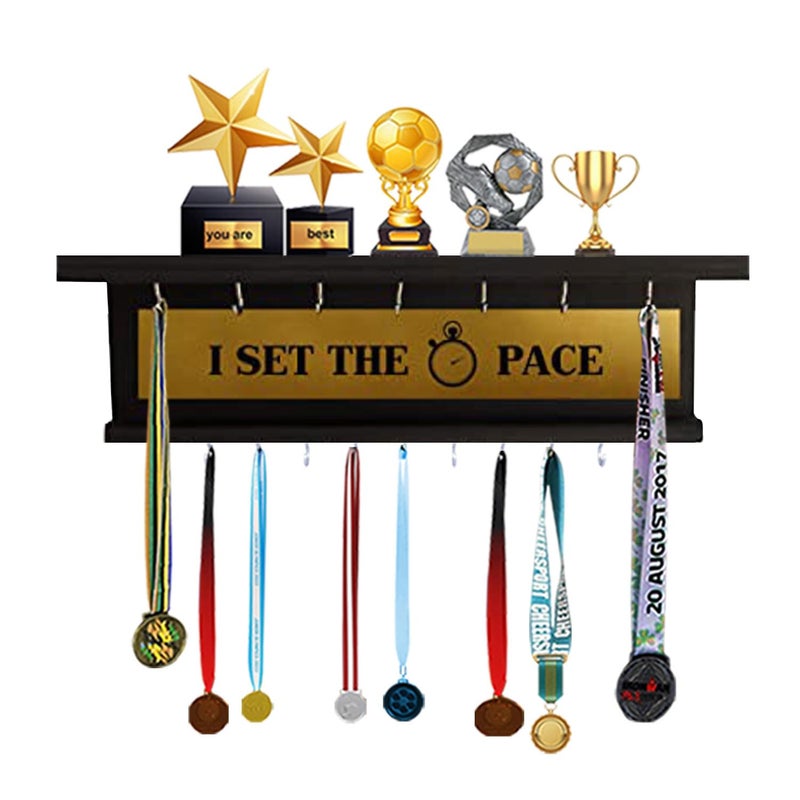 Odestar, Display Medal Hanger, Premier Award Medal Display Rack and Trophy Shelf Large (Size 48 x 15 x 15 Centimeters) Wenge - Image 4