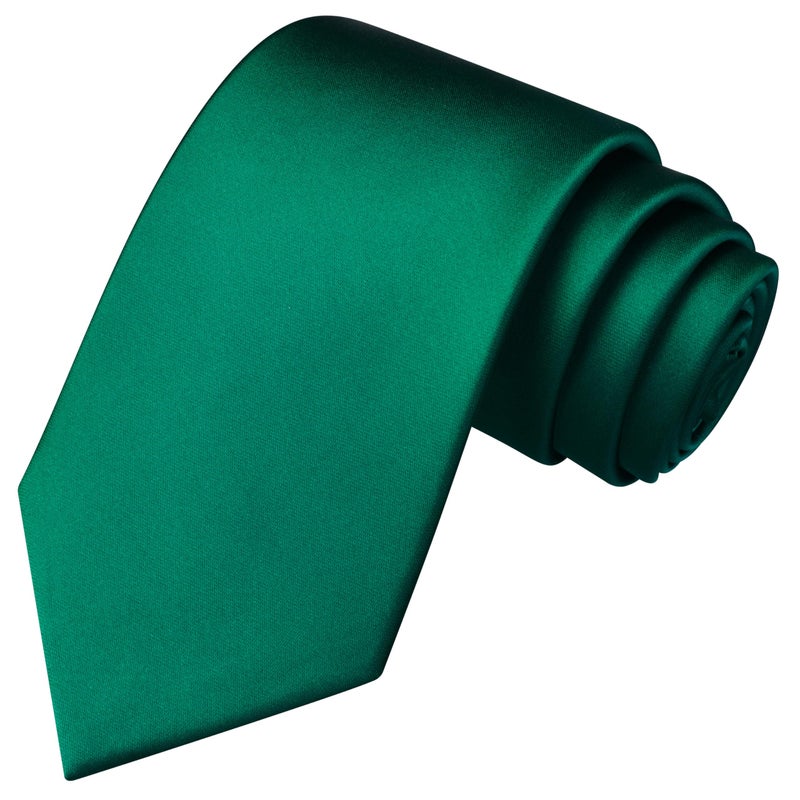 Branduce Emerald Green Tie Solid Satin Ties for Men Silk Blend Necktie for Wedding Business (TA11-21) - Image 1