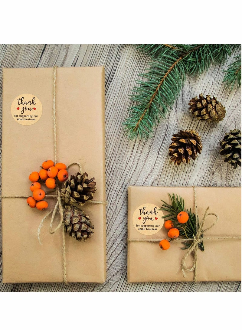 KASTWAVE Thank You Stickers, 3 Rolls Labels Seals Thank You for Supporting My Small Business Stickers Roll, Round Kraft Stickers Thank You Purchase Stickers with Gold Foil - Image 3