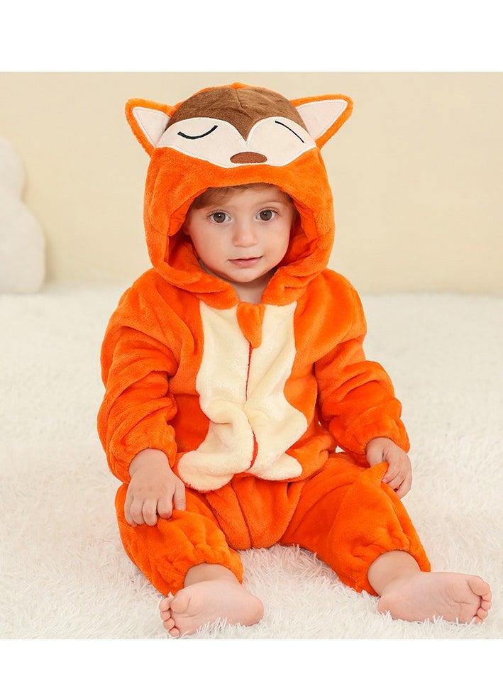 Loquat - Flannel Children's Climbing Clothes Baby Autumn Winter Long Sleeved Clothes Jumpsuit Newborn Cartoon Jumpsuit - Image 1