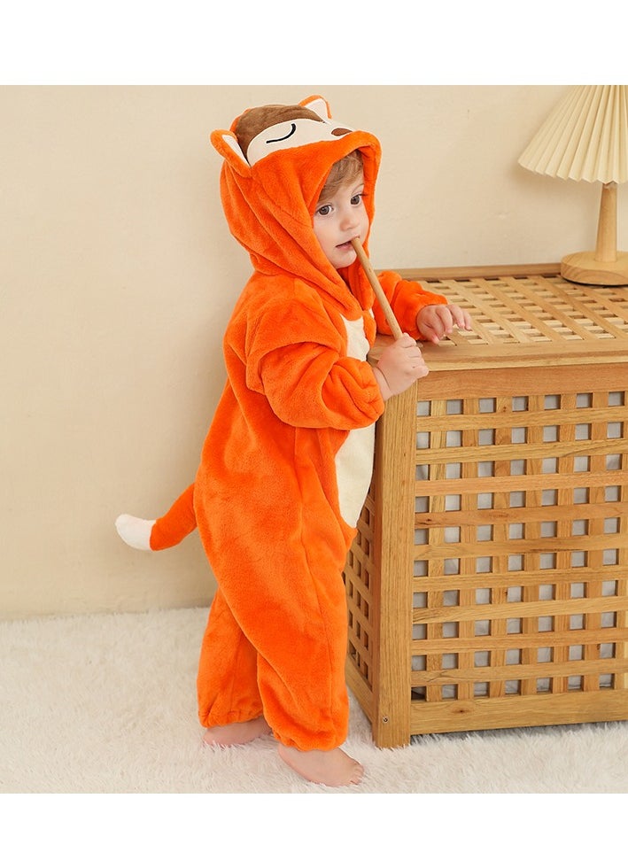 Loquat - Flannel Children's Climbing Clothes Baby Autumn Winter Long Sleeved Clothes Jumpsuit Newborn Cartoon Jumpsuit - Image 1