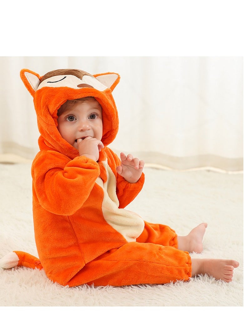 Loquat - Flannel Children's Climbing Clothes Baby Autumn Winter Long Sleeved Clothes Jumpsuit Newborn Cartoon Jumpsuit - Image 1