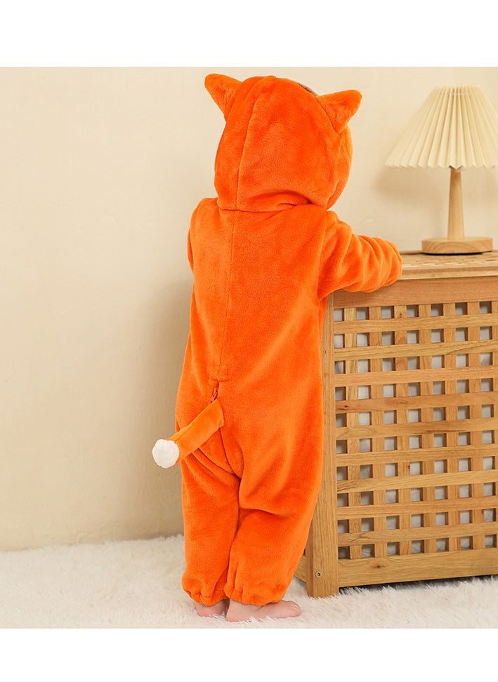Loquat - Flannel Children's Climbing Clothes Baby Autumn Winter Long Sleeved Clothes Jumpsuit Newborn Cartoon Jumpsuit - Image 1