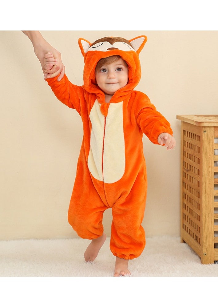 Loquat - Flannel Children's Climbing Clothes Baby Autumn Winter Long Sleeved Clothes Jumpsuit Newborn Cartoon Jumpsuit - Image 1