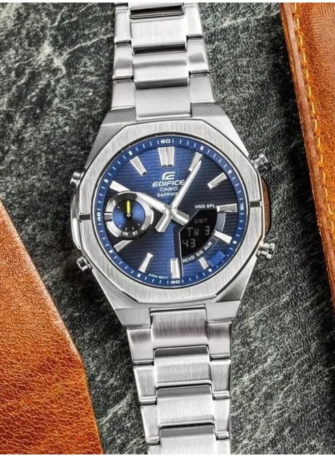 CASIO ساعة أنالوج-ديجيتال EDIFICE ECB-S10D-2ADF، 48 مم قرص أزرق، علبة وسوار من الفولاذ المقاوم للصدأ، بلوتوث، 100 م مقاومة للماء - Image 5