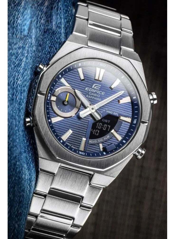CASIO ساعة أنالوج-ديجيتال EDIFICE ECB-S10D-2ADF، 48 مم قرص أزرق، علبة وسوار من الفولاذ المقاوم للصدأ، بلوتوث، 100 م مقاومة للماء - Image 1