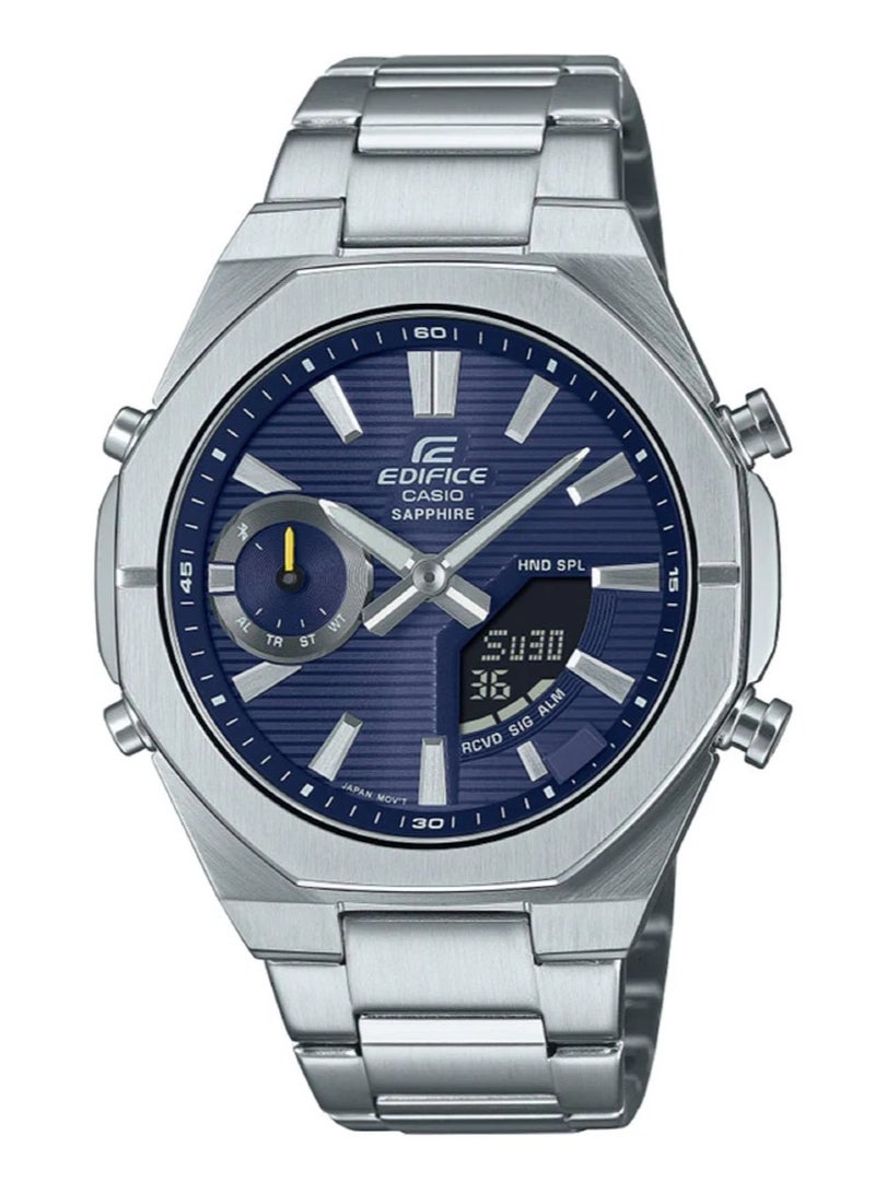 CASIO ساعة أنالوج-ديجيتال EDIFICE ECB-S10D-2ADF، 48 مم قرص أزرق، علبة وسوار من الفولاذ المقاوم للصدأ، بلوتوث، 100 م مقاومة للماء - Image 2