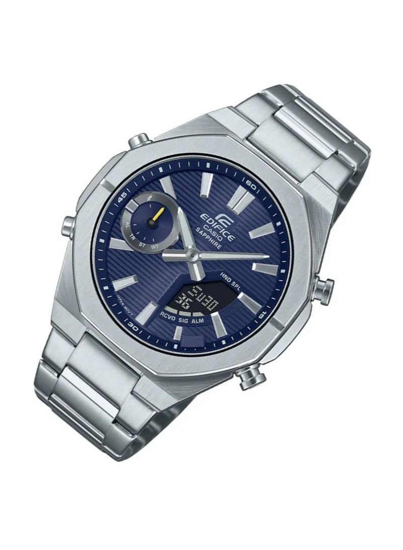 CASIO ساعة أنالوج-ديجيتال EDIFICE ECB-S10D-2ADF، 48 مم قرص أزرق، علبة وسوار من الفولاذ المقاوم للصدأ، بلوتوث، 100 م مقاومة للماء - Image 4