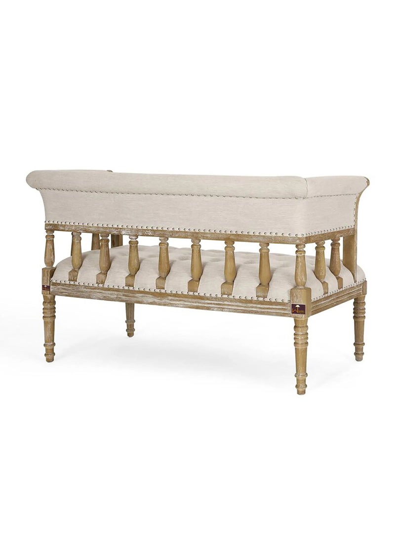 Wooden Twist Flared Arm Loveseat Bench For Living Room Comfort For Backrest 2 Seater  - Image 3