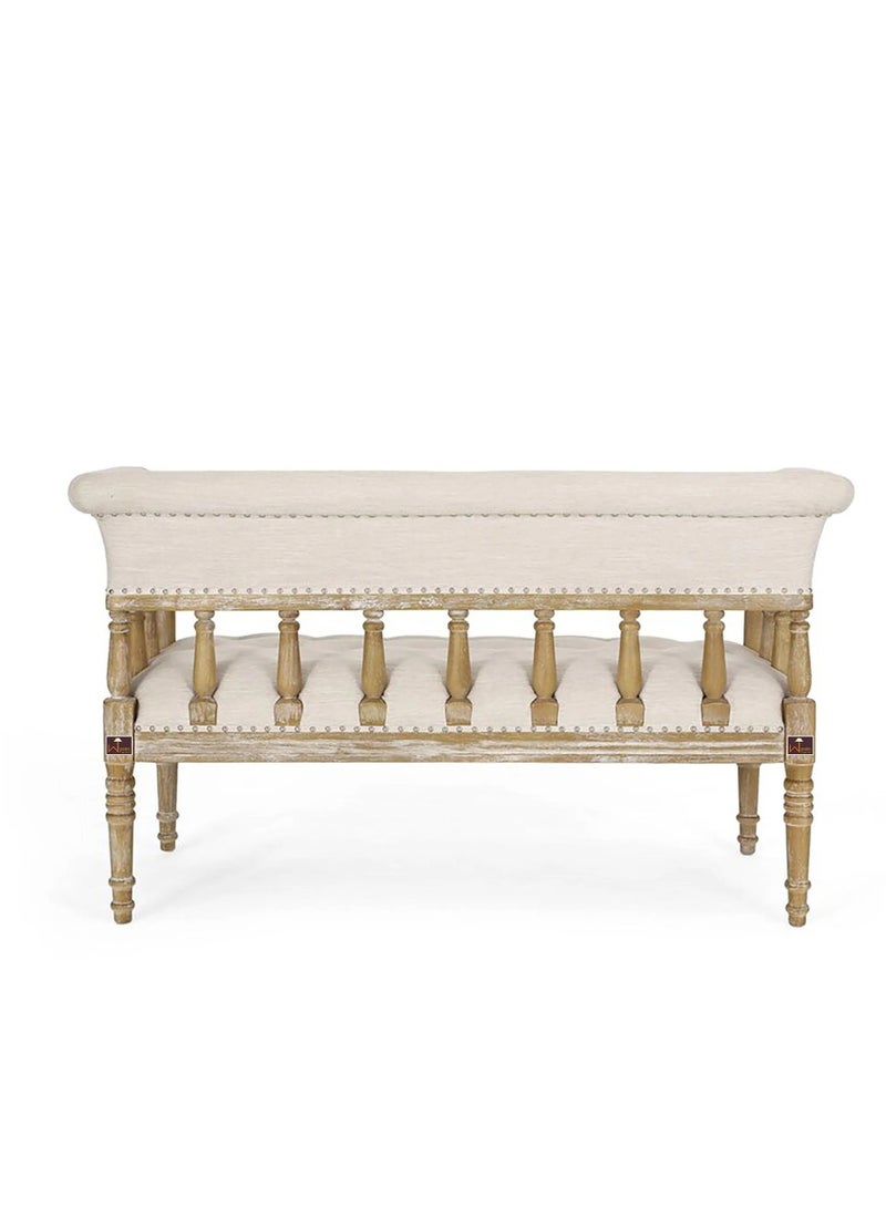 Wooden Twist Flared Arm Loveseat Bench For Living Room Comfort For Backrest 2 Seater  - Image 4