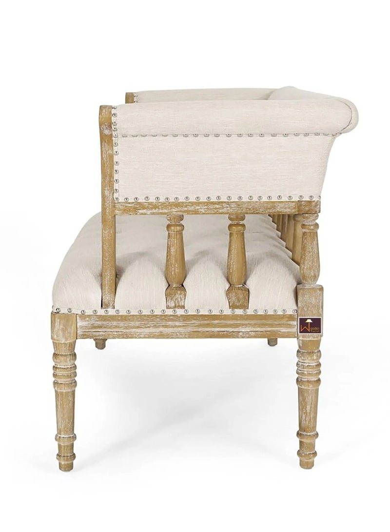 Wooden Twist Flared Arm Loveseat Bench For Living Room Comfort For Backrest 2 Seater  - Image 5