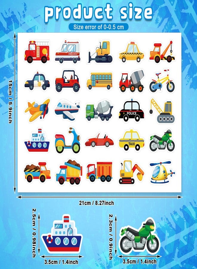 Harloon 500 Pcs Transportation Sticker Car Bus Truck Airplane Ship Thick Gel Cling Truck Transportation Vehicle Sticker for Toddler Kid Teaching School Home Party Supplies - Image 2