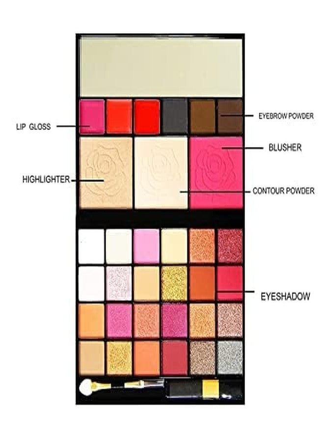 PROTYA All In One Makeup Kit - Eyeshadow With Brush, Contour, Highlighter, Lip Colors, Eyebrow Powder, Blusher Pack Of 33 - Image 2