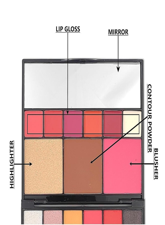PROTYA All In One Makeup Kit - Eyeshadow With Brush, Contour, Highlighter, Lip Colors, Eyebrow Powder, Blusher Pack Of 33 - Image 4