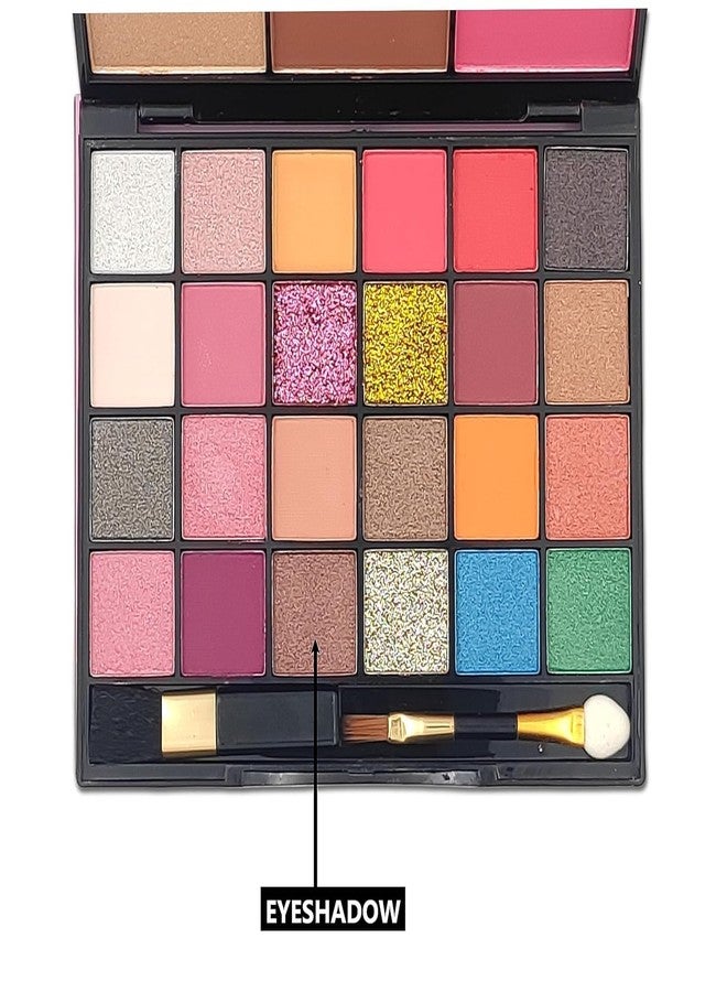 PROTYA All In One Makeup Kit - Eyeshadow With Brush, Contour, Highlighter, Lip Colors, Eyebrow Powder, Blusher Pack Of 33 - Image 3