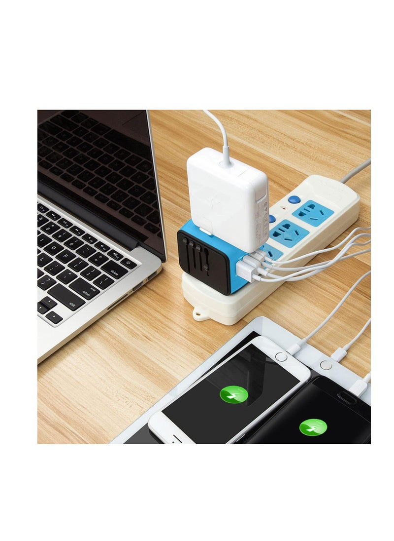 Excefore - International Plug Adapter, Universal Power Adaptor with 4 USB Ports (1 USB C), Worldwide Travel Essentials Wall Charger for USA to Europe France Germany Spain Ireland Australia - Image 1
