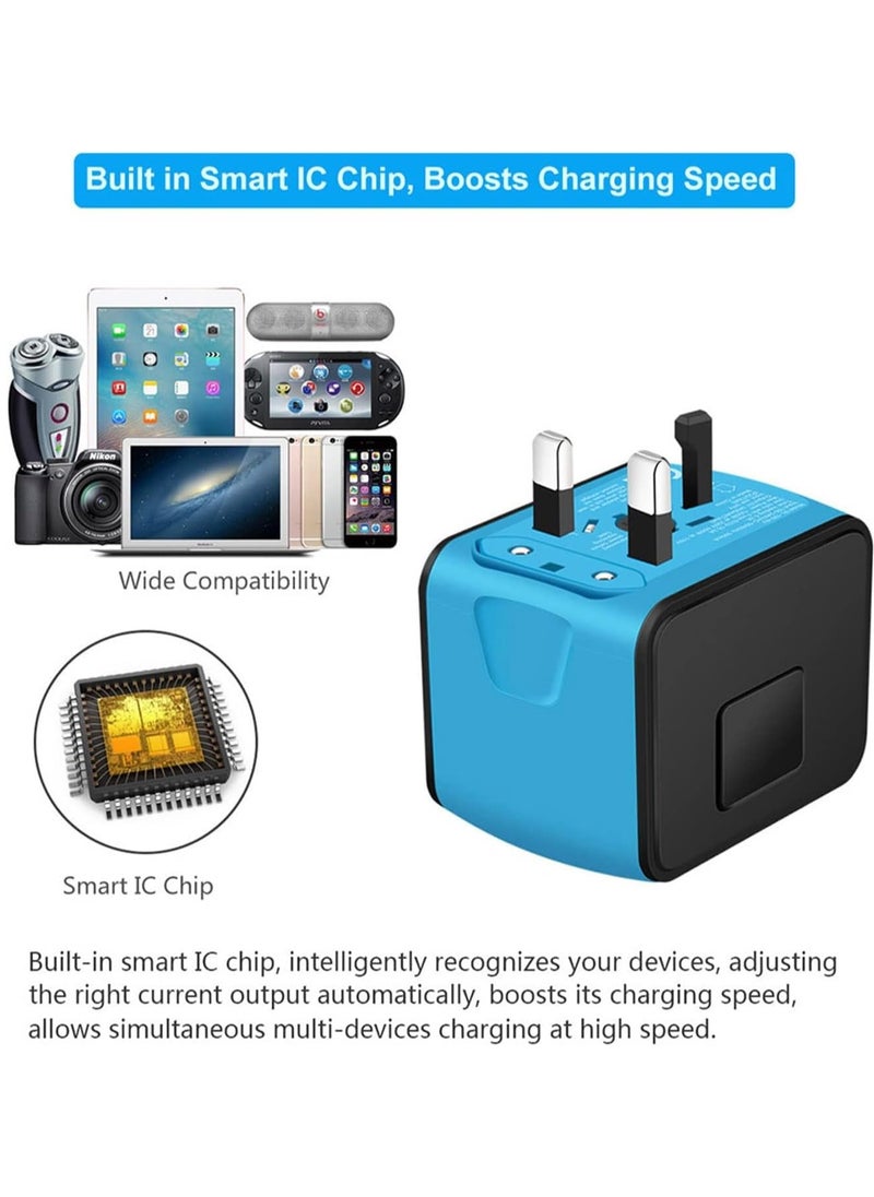 Excefore - International Plug Adapter, Universal Power Adaptor with 4 USB Ports (1 USB C), Worldwide Travel Essentials Wall Charger for USA to Europe France Germany Spain Ireland Australia - Image 1