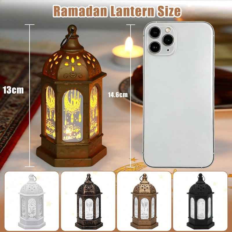 أضواء فوانيس رمضان، فوانيس زينة رمضان بأربعة ألوان، أضواء زينة عيد مبارك معلقة صغيرة LED للطاولة والمنزل والحديقة وحفل الزفاف وديكور المدفأة - Image 2