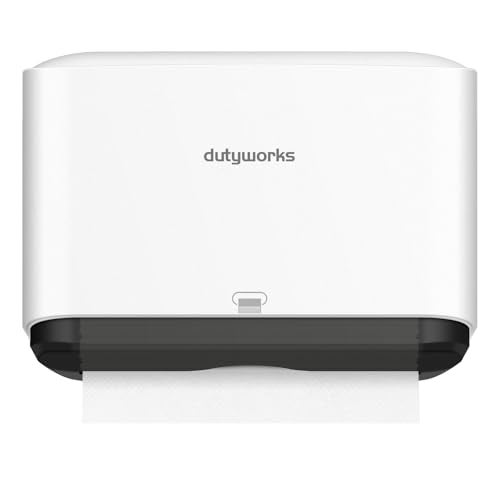 DUTYWORKS Paper Towel Dispenser Wall Mount Multifold Paper Towel Holder Adhesive Hand Towel Dispenser for Bathroom Kitchen Commercial White - Image 1