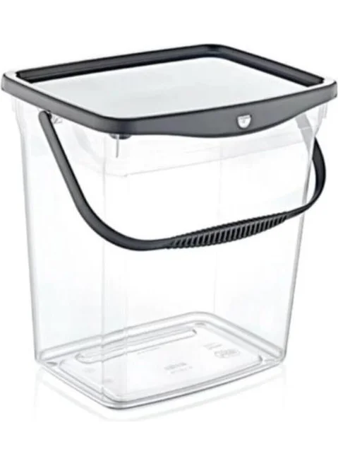 5 دي ام 6 Lt Detergent Box - Machine Patterned - With Lid and Handle - Transparent