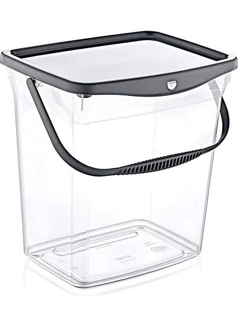 5 دي ام 6 Lt Detergent Box - Machine Patterned - With Lid and Handle - Transparent