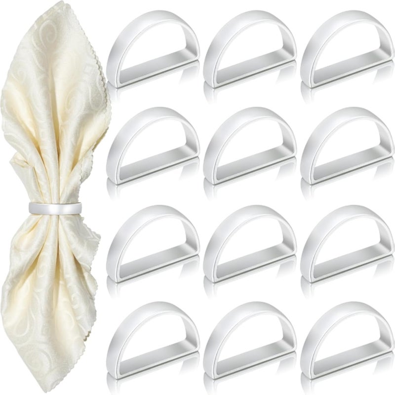 KPOSIYA Napkin Rings Set of 36, Metal Silver Napkin Rings Bulk for Table Settings, D-Shape Napkin Holders Rings for Dinner Table Decor, Easter, Fall,Thanksgiving, Christmas, Party,ï¼ˆSilver 36 pcsï¼‰