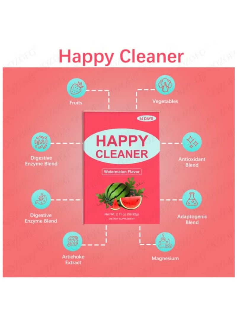 Day Wins Happy Cleaner Gut Health Superfoods Powder Single Pack Watermelon Flavor with Probiotic Prebiotic Plant-Based Fiber for Gut Balance Bloating Relief Vegan Sugar Free Drink Mix 14 Packets - Image 5