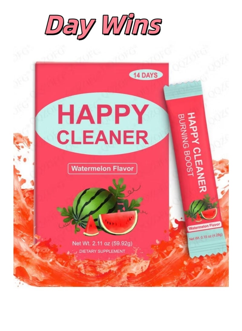 Day Wins Happy Cleaner Gut Health Superfoods Powder Single Pack Watermelon Flavor with Probiotic Prebiotic Plant-Based Fiber for Gut Balance Bloating Relief Vegan Sugar Free Drink Mix 14 Packets - Image 1