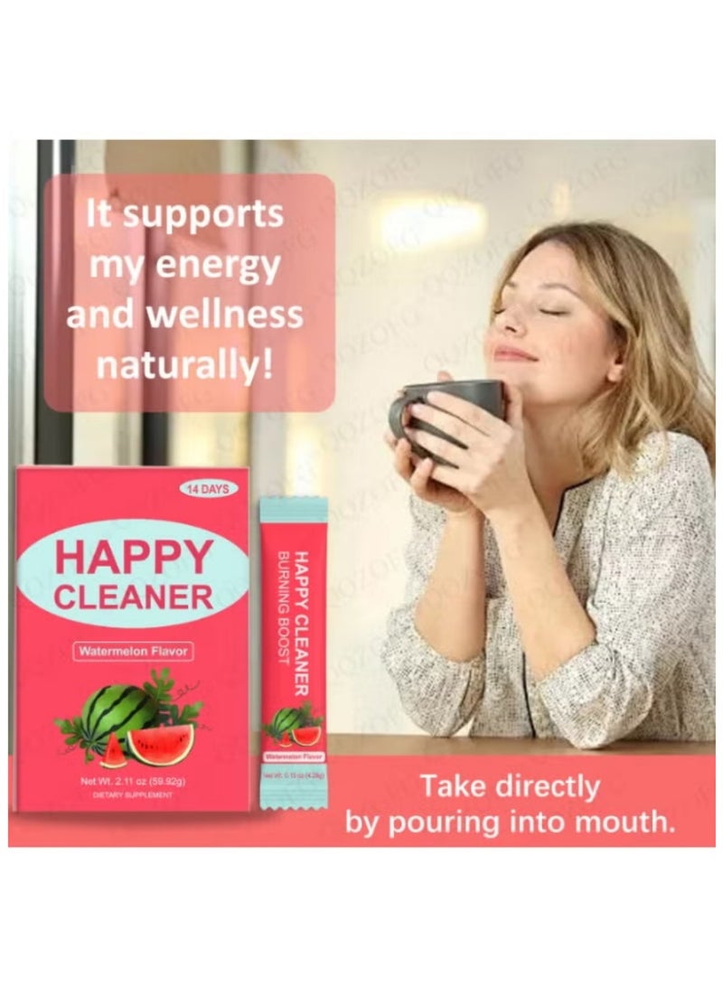 Day Wins Happy Cleaner Gut Health Superfoods Powder Single Pack Watermelon Flavor with Probiotic Prebiotic Plant-Based Fiber for Gut Balance Bloating Relief Vegan Sugar Free Drink Mix 14 Packets - Image 3