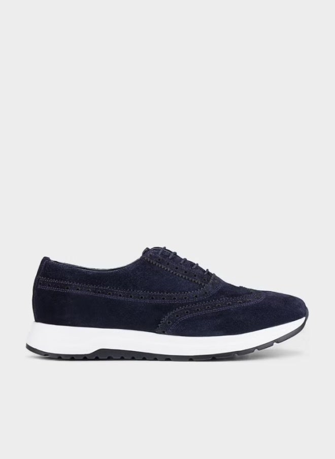 Cabani Leather Navy Blue Suede Men's Casual Shoes - Image 1