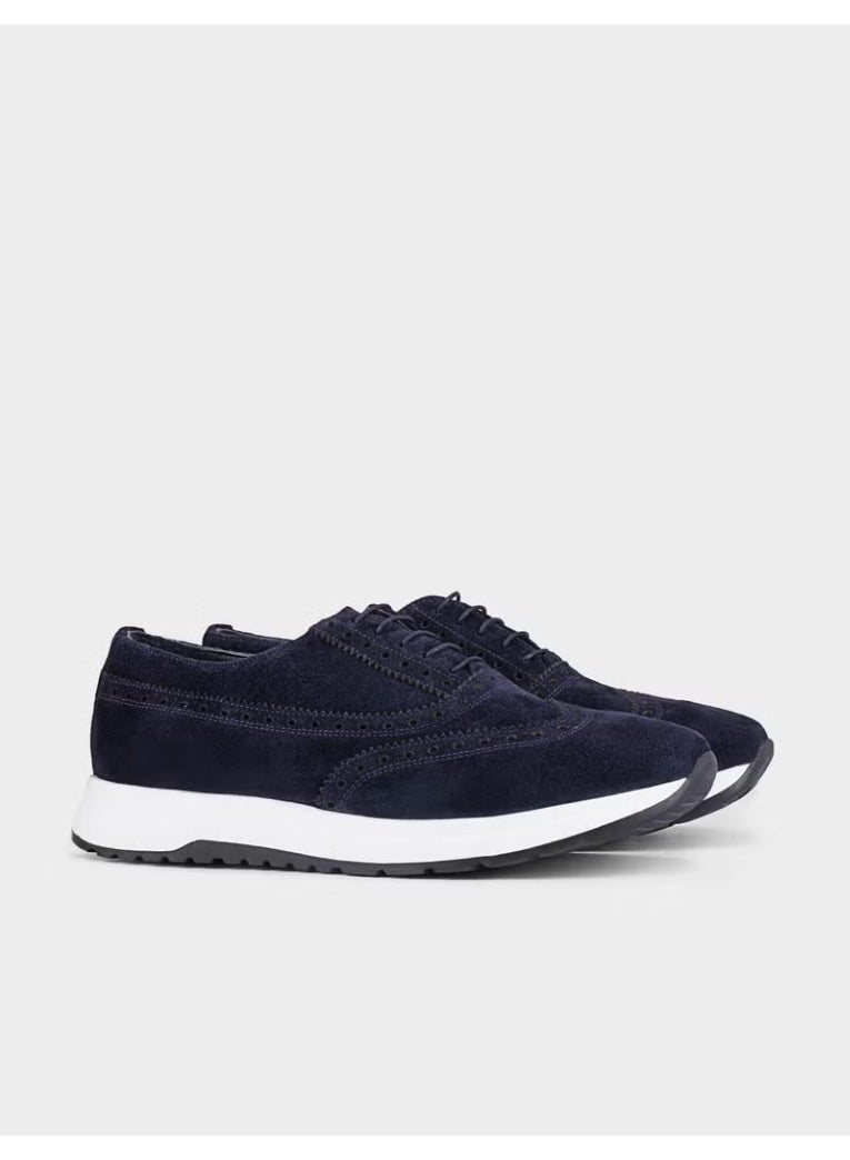 Cabani Leather Navy Blue Suede Men's Casual Shoes - Image 3