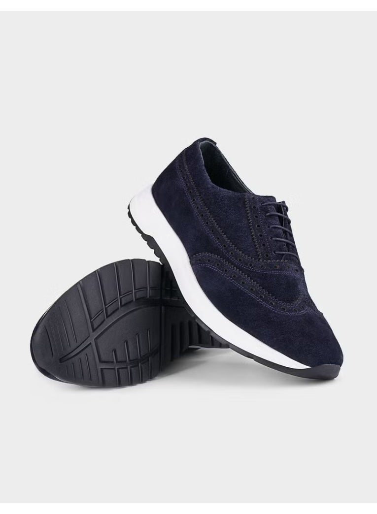 Cabani Leather Navy Blue Suede Men's Casual Shoes - Image 2