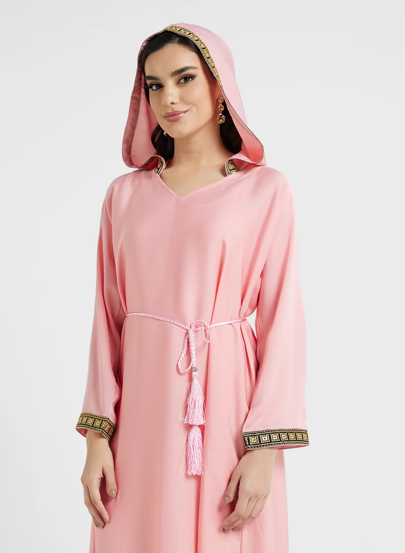 ARABIAN CLOSET Embroidered Hooded Abaya