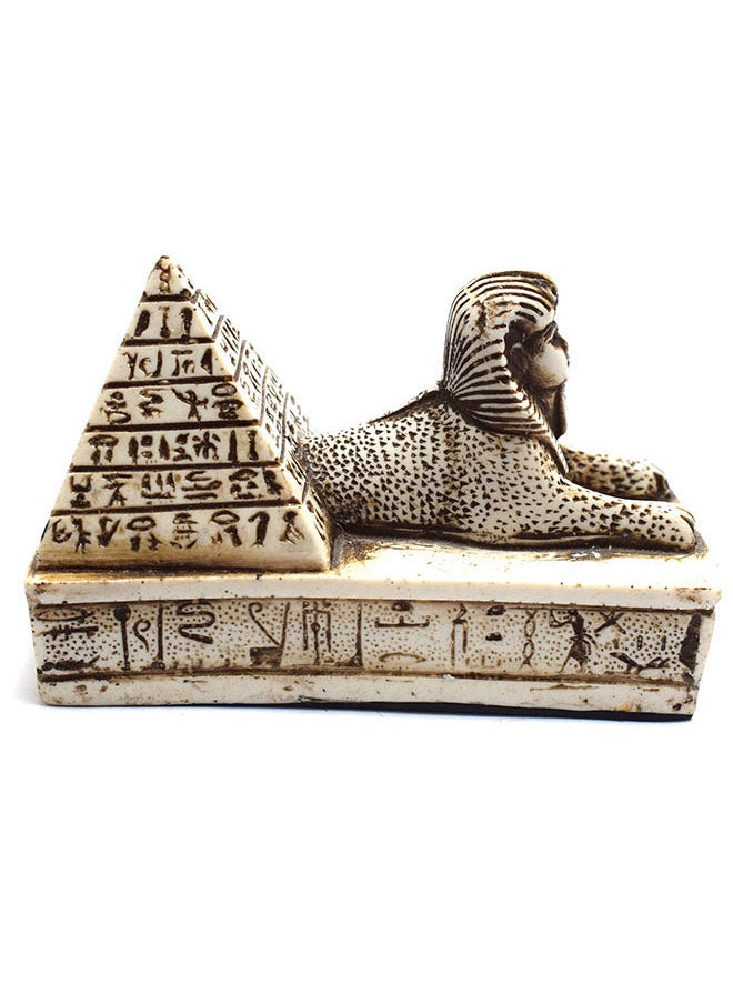 immatgar - immatgar pharaonic sphinx with pyramid Statue ancient Egyptian souvenirs gifts for women and men Home Décor Sculpture Pharaohs art (with pyramid - off white - 10 CM Long) - Image 1