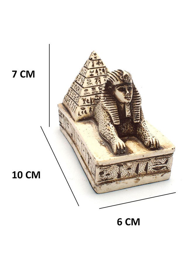 immatgar - immatgar pharaonic sphinx with pyramid Statue ancient Egyptian souvenirs gifts for women and men Home Décor Sculpture Pharaohs art (with pyramid - off white - 10 CM Long) - Image 1