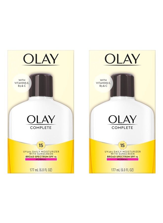 Olay Face Moisturizer by Olay Complete Lotion All Day Daily Facial Moisturizing Lotion SPF 15 for Normal Skin and Hydration, Oil-Free Non-Greasy, 6 Fl Oz (Pack of 2) - Image 1