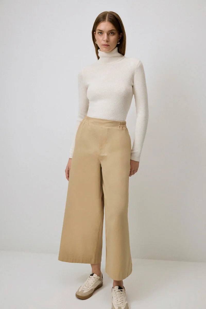 Touche Wide Leg Gabardine Trousers