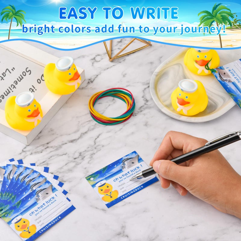 Ychelhr 36 Pack Duck Tag Cruise Kits Includes 12pcs Rubber Sailing Ducks, 12pcs Ducks Tags and 12pcs Rubber Bands for Cruise Ships Hiding Carnival Ducking Car Party Carnival Decor Supplies - Image 4
