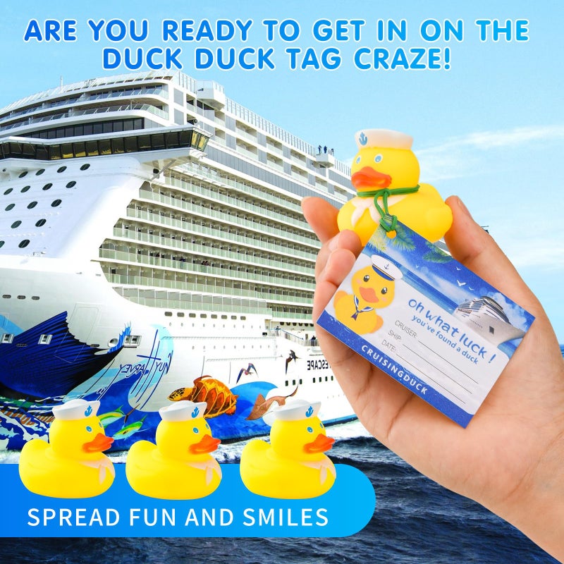Ychelhr 36 Pack Duck Tag Cruise Kits Includes 12pcs Rubber Sailing Ducks, 12pcs Ducks Tags and 12pcs Rubber Bands for Cruise Ships Hiding Carnival Ducking Car Party Carnival Decor Supplies - Image 2