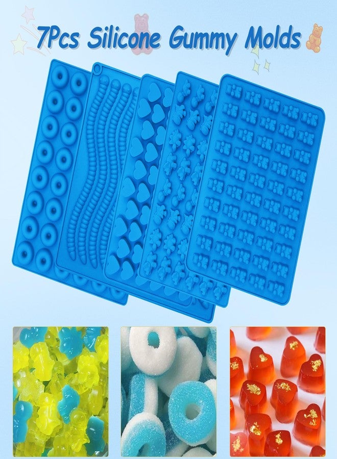 Sidosir 7Pcs Silicone Gummy Bear Molds, Non-Stick Worm Mold for Parties, Gummy Heart for Home DIY, Silicone Dinasur Mold for Make Gummies - Image 4