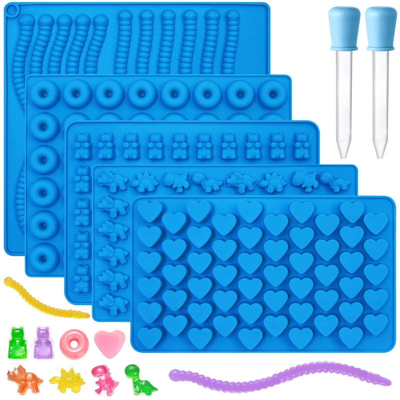 Sidosir 7Pcs Silicone Gummy Bear Molds, Non-Stick Worm Mold for Parties, Gummy Heart for Home DIY, Silicone Dinasur Mold for Make Gummies - Image 1