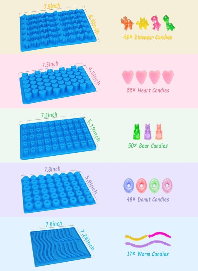 Sidosir 7Pcs Silicone Gummy Bear Molds, Non-Stick Worm Mold for Parties, Gummy Heart for Home DIY, Silicone Dinasur Mold for Make Gummies - Image 2