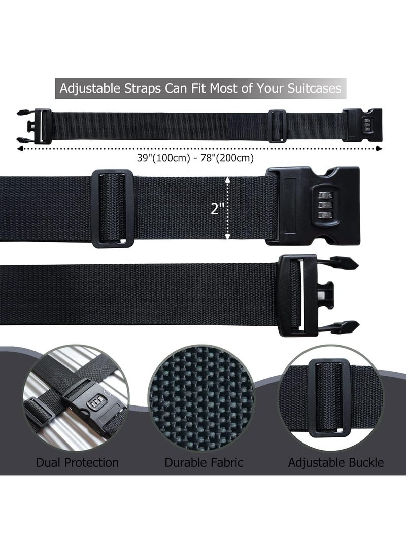 SUNSAR 2-Pack Adjustable Luggage Straps with Combination Lock Suitcase Belts for Travel - Image 2