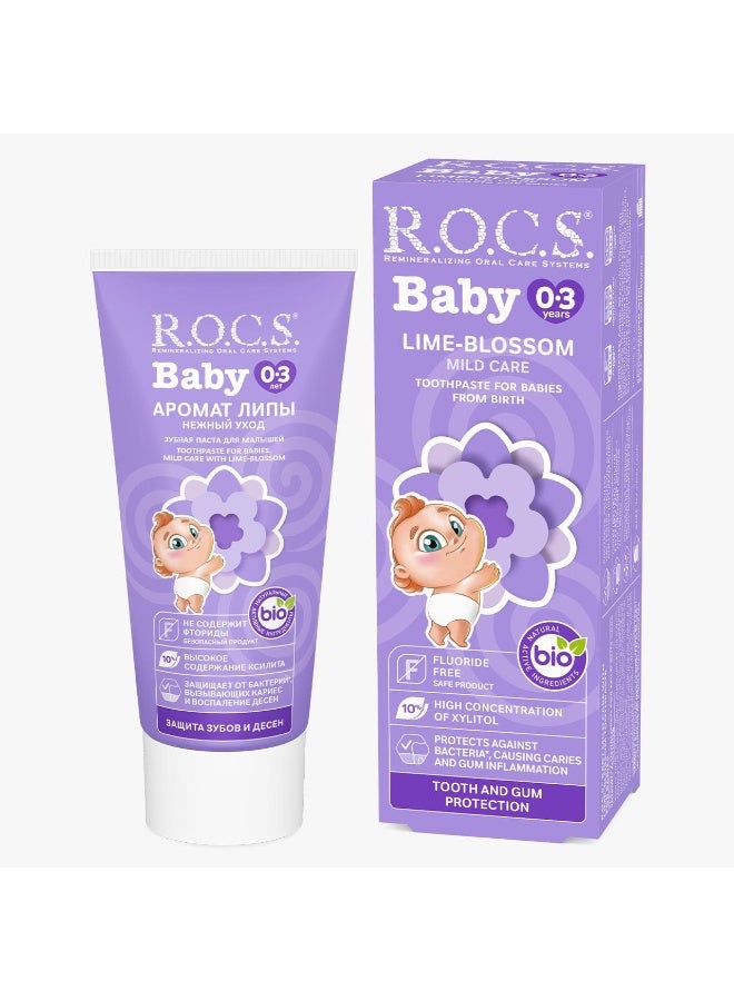 Rocs Toothpaste Baby Mild Care Lima Blossom 0-3 years, 45 gm - Image 2