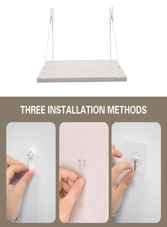 SnowTing 2 Set Fabric Wall Cubicle Shelf with Hooks, Wall Mounted Wooden Floating Storage Shelf for Fabric Panel in Kitchen, Bedroom, Living Room, Office Desk, 11.8 x 5.9 x 0.47 Inch (White) - Image 2