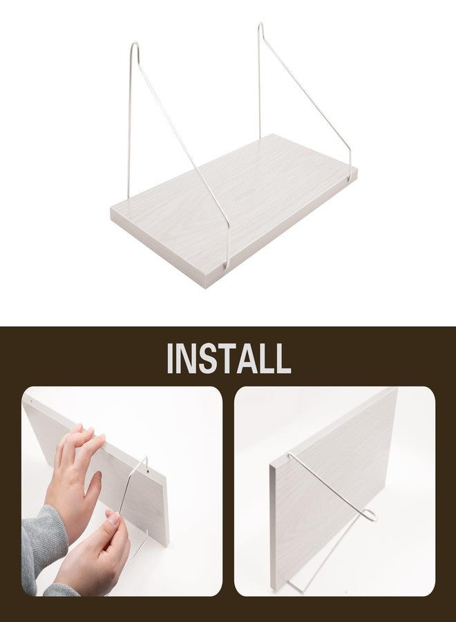 SnowTing 2 Set Fabric Wall Cubicle Shelf with Hooks, Wall Mounted Wooden Floating Storage Shelf for Fabric Panel in Kitchen, Bedroom, Living Room, Office Desk, 11.8 x 5.9 x 0.47 Inch (White) - Image 4